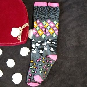 Grey Neon Knee High Socks